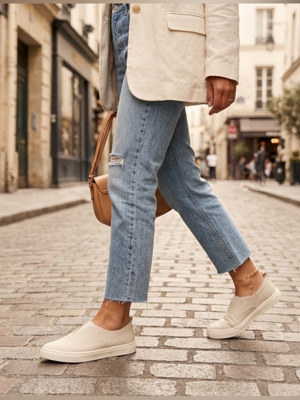 Kensie Salia Women's Slip On Sneakers Beige Canvas Comfort Shoes Size US 9